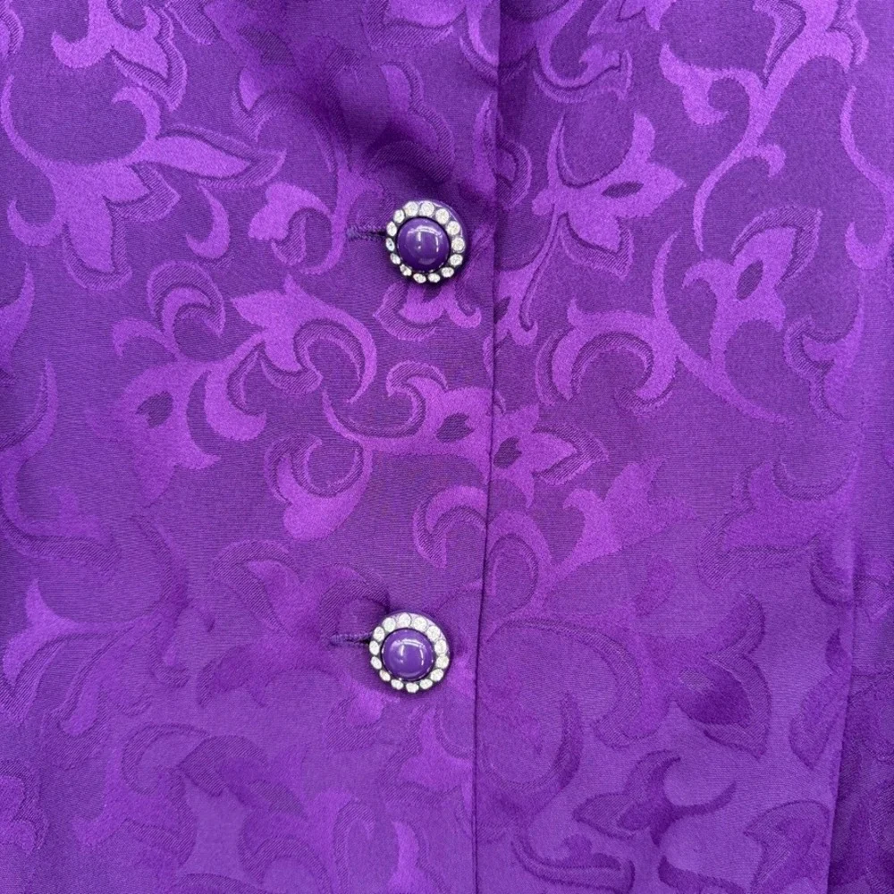 In The Mood Skirt Suit SET Purple Jacquard Lace Trim VTG 2 Piece NEW Size 14**